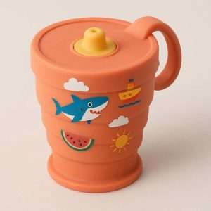 10 Kids Silicone Collapsible Juice Cup with Spill Proof Valve and Fun Designs for School Lunches and Family Weekend Picnics
