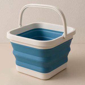 13 Space Saving Square Collapsible Bucket with Durable Frame and Comfortable Lifting Handle for RV Living Camping and Small Apartment Cleaning