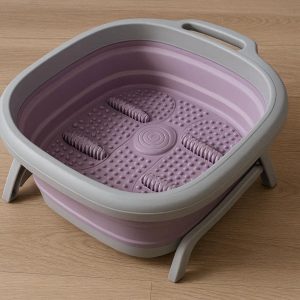 Ultra Portable Folding Foot Soak Basin with Massage Bumps and Heat Retention Design for Relaxing Spa Experience at Home and Travel