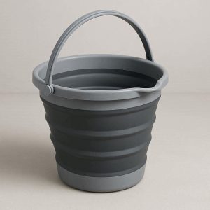 Multipurpose Collapsible Silicone Water Bucket with Sturdy Carry Handle for Camping Fishing Gardening and Indoor Outdoor Cleaning Tasks