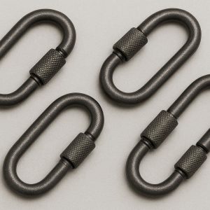 Mini Oval Shaped Screw Lock Carabiners for Heavy Duty Keychains Tool Organization and Industrial Strength Accessory Attachment Needs